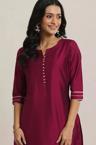 women round neck regular straight kurta with trousers & dupatta