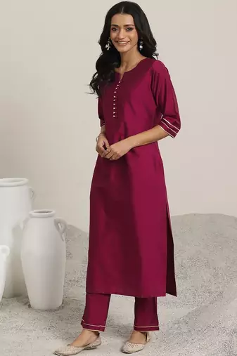 women round neck regular straight kurta with trousers & dupatta