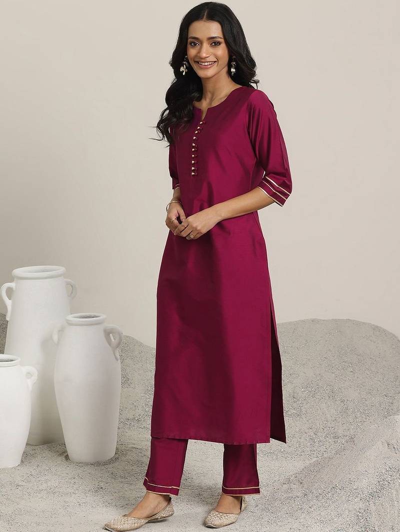 women round neck regular straight kurta with trousers & dupatta