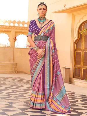 Mauve woven design jaali silk blend banarasi saree 1