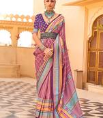 Mauve woven design jaali silk blend banarasi saree