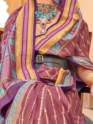 Mauve woven design jaali silk blend banarasi saree 3