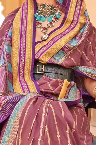 Mauve woven design jaali silk blend banarasi saree