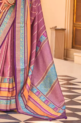 Mauve woven design jaali silk blend banarasi saree