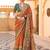 Rust woven design jaali silk blend banarasi saree
