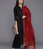 women ethnic motifs embroidered regular kurta with palazzos & dupatta