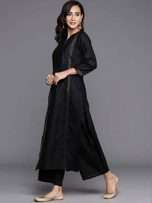 women ethnic motifs embroidered regular kurta with palazzos & dupatta 3
