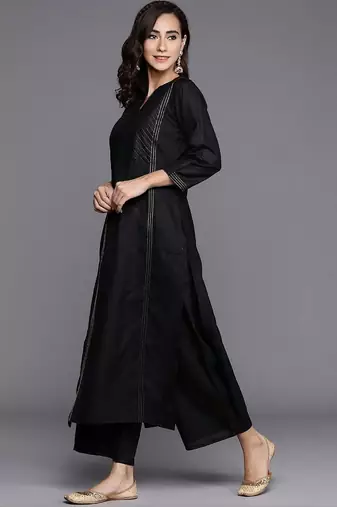 women ethnic motifs embroidered regular kurta with palazzos & dupatta