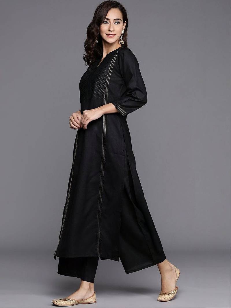 women ethnic motifs embroidered regular kurta with palazzos & dupatta