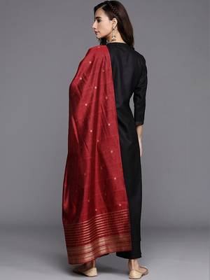 women ethnic motifs embroidered regular kurta with palazzos & dupatta 5