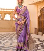 Lavender woven design jaali silk blend banarasi saree