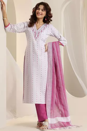 women ethnic motifs printed kurta with trousers & dupatta