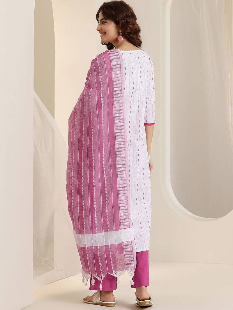 women ethnic motifs printed kurta with trousers & dupatta
