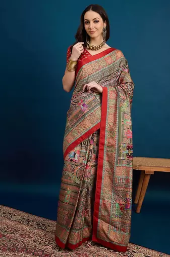 Black ethnic motifs woven design banarasi saree with unstitched blouse piece