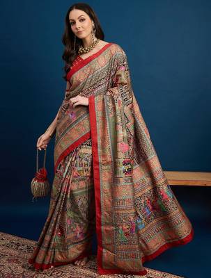 Black ethnic motifs woven design banarasi saree with unstitched blouse piece 4