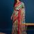 Blue kalamkari woven design banarasi saree