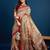 Beige ethnic motifs printed banarasi saree