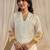 off white printed muslin straight suit set with dupatta