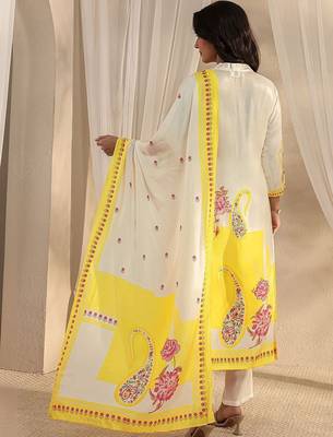 off white printed muslin straight suit set with dupatta 6