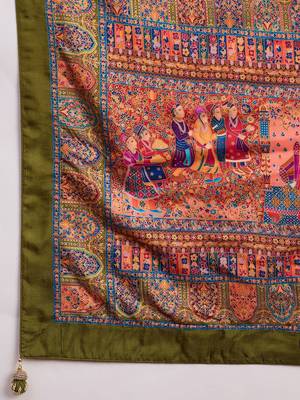 Peach ethnic motifs banarasi saree with unstitched blouse piece 5