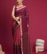 Purple woven design zari silk blend handloom saree
