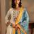 women ethnic motifs embroidered regular thread work chanderi silk kurta with trousers & with dupatta