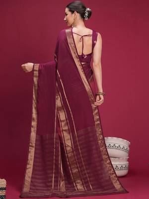 Purple woven design zari silk blend handloom saree 2