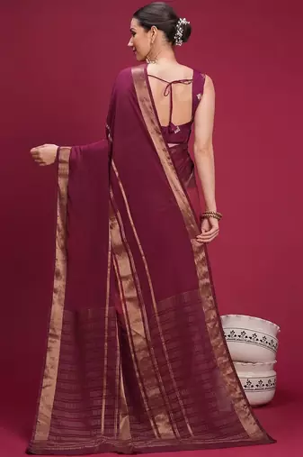 Purple woven design zari silk blend handloom saree