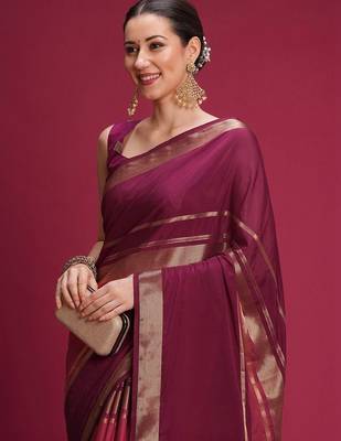 Purple woven design zari silk blend handloom saree 4