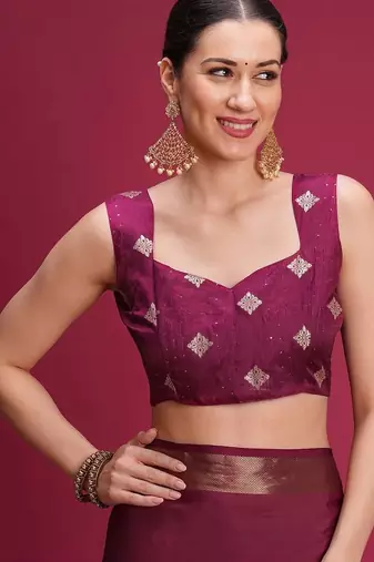 Purple woven design zari silk blend handloom saree