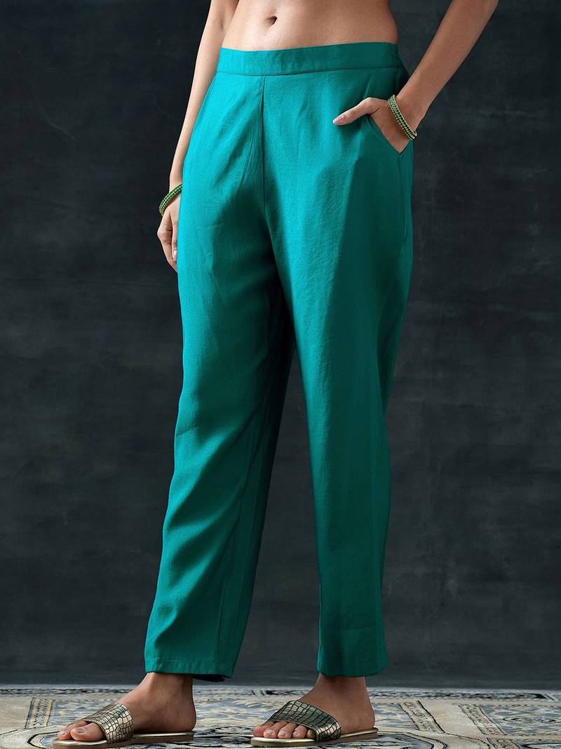 women ethnic motifs yoke design regular kurta with trousers & dupatta