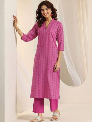 embroidered regular kurta with trousers & dupatta 5