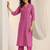 embroidered regular kurta with trousers & dupatta