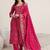 women ethnic motifs printed regular mirror work kurta with trousers & with dupatta