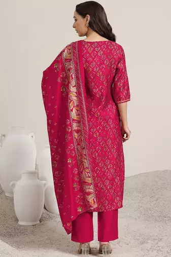 women ethnic motifs printed regular mirror work kurta with trousers & with dupatta