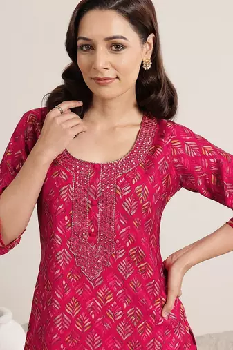women ethnic motifs printed regular mirror work kurta with trousers & with dupatta