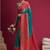 Teal woven design zari silk blend handloom saree