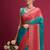 Teal woven design zari silk blend handloom saree