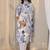 white floral printed chanderi silk straight suit set with dupatta