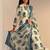 ivory floral printed straight cotton blend suit set