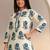 ivory floral printed straight cotton blend suit set