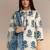 ivory floral printed straight cotton blend suit set