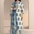 ivory floral printed straight cotton blend suit set