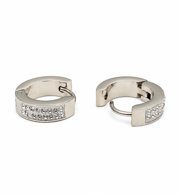 Anti-tarnish, pave crystal setting, chunky hoop design, women's jewellery, secure snap closure 5