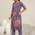 floral printed keyhole neck straight kurta with trousers & dupatta