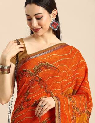 Orange orange woven design  georgette bhagalpuri saree 1