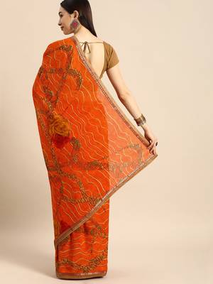 Orange orange woven design  georgette bhagalpuri saree 3