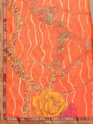 Orange orange woven design  georgette bhagalpuri saree 5