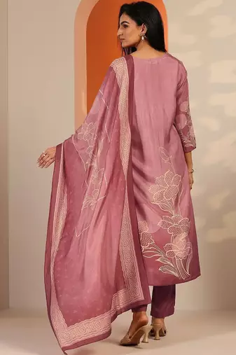 women floral printed regular kurta with trousers & with dupatta