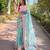 Blue floral embroidered tissue saree
